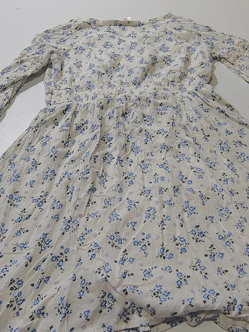 Justice Cream Dress with Blue and Lilac Floral Print 100% Viscose Size 10